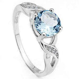 GORGEOUS 1.8 CARAT BLUE TOPAZ & CUBIC ZIRCONIA PLATINUM OVER 0.925 STERLING SILVER RING - Wholesalekings.com