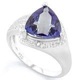 GORGEOUS ! 3 1/4 CARAT VIOLET MYSTIC GEMSTONE &   DIAMOND 925 STERLING SILVER RING - Wholesalekings.com