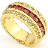 GORGEOUS 3.30 CT CREATED RED SAPPHIRE & 34 PCS CREATED WHITE SAPPHIRE 18K YELLOW GOLD OVER STERLING SILVER RING - Wholesalekings.com