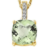 GORGEOUS 4.01 CT GREEN AMETHYST & 56 PCS WHITE DIAMOND 10K SOLID YELLOW GOLD PENDANT - Wholesalekings.com