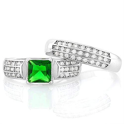 GORGEOUS ! CREATED EMERALD 925 STERLING SILVER RING - Wholesalekings.com