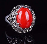 GORGEOUS RED RESIN WITH ANCIENT SILVER PLATED ALLOY RING - Wholesalekings.com