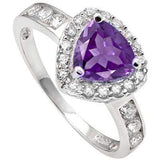 GREAT 0.968 CARAT TW (22 PCS) AMETHYST & CREATED WHITE SAPPHIRE PLATINUM OVER 0.925 STERLING SILVER RING - Wholesalekings.com