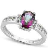 GREAT 1.212 CARAT TW (15 PCS) MYSTIC GEMSTONE & GENUINE DIAMOND PLATINUM OVER 0.925 STERLING SILVER RING - Wholesalekings.com