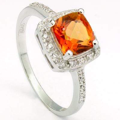 GREAT 1.50 CT AZOTIC GEMSTONE & 24 PCS CREATED WHITE SAPPHIRE PLATINUM OVER 0.925 STERLING SILVER RING - Wholesalekings.com