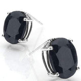 GREAT 11.26 CT GENUINE BLACK SAPPHIRE 10K SOLID WHITE GOLD EARRINGS - Wholesalekings.com