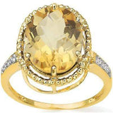 GREAT 4.34 CT CITRINE & 6 PCS WHITE DIAMOND 10K SOLID YELLOW GOLD RING - Wholesalekings.com