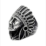 GREAT HIGH POLISH AMERICAN AND EUROPEAN INDIAN CHIEF RETRO PUNK TITANIUM STEEL INDEX FINGER RING - Wholesalekings.com