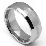 GREAT TRADITIONAL BEVELED EDGE STYLING IN A POLISHED FINISH CARBIDE TUNGSTEN RING - Wholesalekings.com
