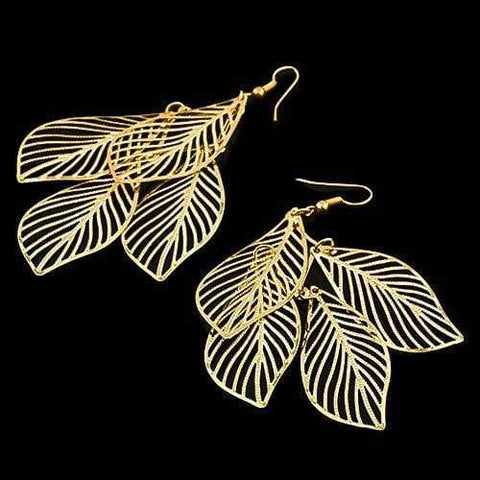 HAW 14KT High Quality Gold- plated leaf drop shape dangle German Silver earrings wholesalekings wholesale silver jewelry
