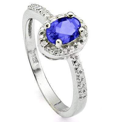 HEFTY 2/5 CARAT GENUINE TANZANITE &  DIAMOND 925 STERLING SILVER RING - Wholesalekings.com