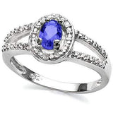 HEFTY 2/5 CARAT GENUINE TANZANITE &   GENUINE DIAMONDS 925 STERLING SILVER RING - Wholesalekings.com