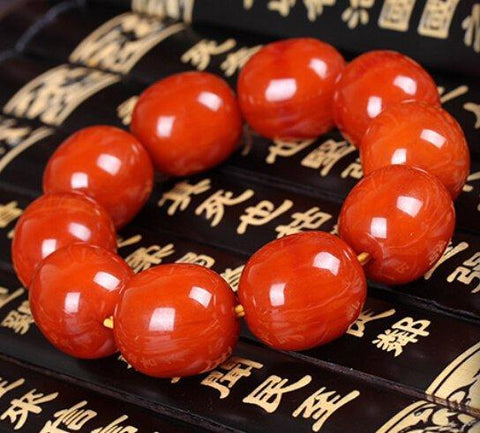 Huge Men-made Cherry Red Amber 20MM Bead on Elastic String Bracelet or Men /Women - Wholesalekings.com