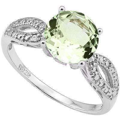 HULKING 1 3/4 CARAT GREEN AMETHYST &  DIAMOND 925 STERLING SILVER RING - Wholesalekings.com