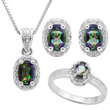 HULKING 1 4/5 CARAT OCEAN MYSTIC GEMSTONE & DIAMOND 925 STERLING SILVER SET - Wholesalekings.com