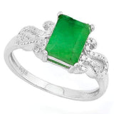 HULKING 2 CARAT ENHANCED GENUINE EMERALD  &   GENUINE DIAMONDS 925 STERLING SILVER RING - Wholesalekings.com