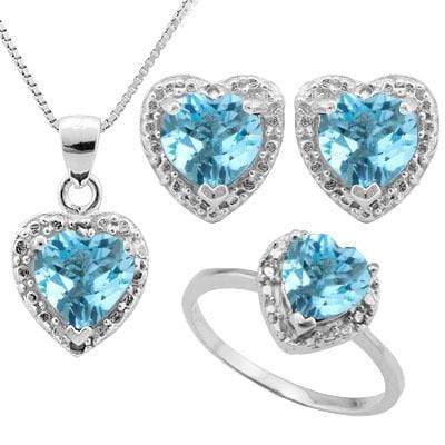 HUMONGOUS 5 3/5 CARAT BABY SWISS BLUE TOPAZS &   (6 PCS) GENUINE DIAMONDS 925 STERLING SILVER - Wholesalekings.com