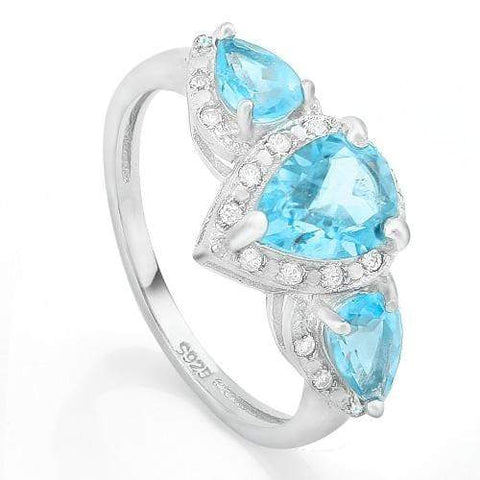 IDEAL !  1 1/5 CARAT BABY SWISS BLUE TOPAZ & DIAMOND 925 STERLING SILVER RING - Wholesalekings.com