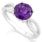 IDEAL !  1 4/5 CARAT AMETHYST &   DIAMOND 925 STERLING SILVER RING - Wholesalekings.com