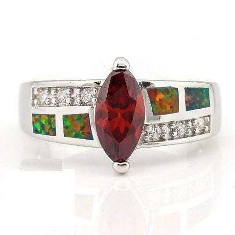 IDEAL ! 2 2/3 CARAT CREATED RED SAPPHIRE & 1 CARAT CREATED FIRE OPAL 925 STERLING SILVER RING - Wholesalekings.com