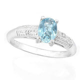 IMMACULATE ! 1 CARAT BABY SWISS BLUE TOPAZ & DIAMOND 925 STERLING SILVER RING - Wholesalekings.com