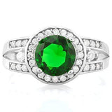 IMMACULATE ! 2 CARAT CREATED EMERALD & 1/3 CARAT (34 PCS) FLAWLESS CREATED DIAMO - Wholesalekings.com