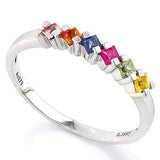 IMMACULATE ! 4/5 CARAT (6 PCS) RAINBOW SAPPHIRE (VS) 9KT SOLID GOLD BAND RING - Wholesalekings.com