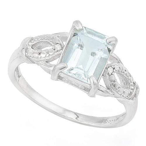 IRRESISTIBLE ! 1 3/4 CARAT AQUAMARINE & DIAMOND 925 STERLING SILVER RING - Wholesalekings.com