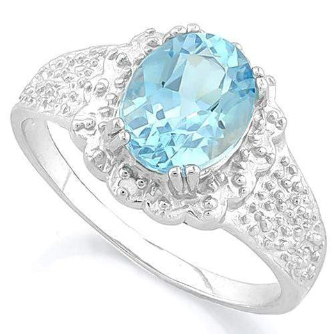 IRRESISTIBLE !  2 1/2 CARAT BABY SWISS BLUE TOPAZ &   DIAMOND 925 STERLING SILVER RING - Wholesalekings.com