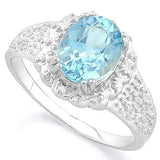 IRRESISTIBLE !  2 1/2 CARAT BABY SWISS BLUE TOPAZ &   DIAMOND 925 STERLING SILVER RING - Wholesalekings.com