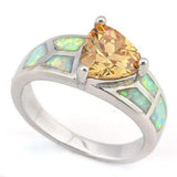 IRRESISTIBLE ! 3 CARAT CREATED ORANGE SAPPHIRE & 1 CARAT CREATED FIRE OPAL 925 STERLING SILVER RING - Wholesalekings.com