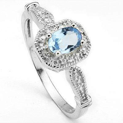 JUMBO 1/2 CARAT BABY SWISS BLUE TOPAZ & DIAMOND 925 STERLING SILVER RING - Wholesalekings.com