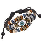 Lot of 24 evil Eye Bracelets (PU leather) - Wholesalekings.com