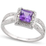 LOVELY 0.62 CARAT TW (3 PCS) AMETHYST & GENUINE DIAMOND PLATINUM OVER 0.925 STERLING SILVER RING - Wholesalekings.com