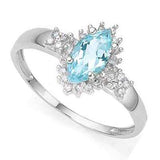 LOVELY 0.64 CT BLUE TOPAZ & 2PCS GENUINE DIAMOND PLATINUM OVER 0.925 STERLING SILVER RING - Wholesalekings.com