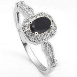 LOVELY 0.666 CARAT TW DYED GENUINE SAPPHIRE & GENUINE DIAMOND PLATINUM OVER 0.925 STERLING SILVER RING - Wholesalekings.com