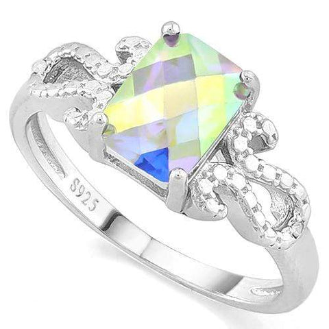 LOVELY ! 1 1/3 CARAT MERCURY MYSTIC TOPAZ & DIAMOND 925 STERLING SILVER RING - Wholesalekings.com