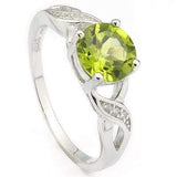 LOVELY 1.30 CT PERIDOT & 28 PCS CREATED WHITE SAPPHIRE PLATINUM OVER 0.925 STERLING SILVER RING - Wholesalekings.com