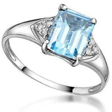 LOVELY 1.945 CARAT TW  BLUE TOPAZ & GENUINE DIAMOND PLATINUM OVER 0.925 STERLING SILVER RING - Wholesalekings.com