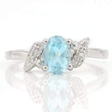 LOVELY ! 1 CARAT BABY SWISS BLUE TOPAZ & DIAMOND 925 STERLING SILVER RING - Wholesalekings.com
