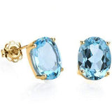 LOVELY 1 CARAT TW (2 PCS) BLUE TOPAZ 10K SOLID YELLOW GOLD EARRINGS - Wholesalekings.com