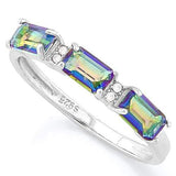 LOVELY !  2 1/5 CARAT OCEAN MYSTIC GEMSTONE &   DIAMOND 925 STERLING SILVER RING - Wholesalekings.com