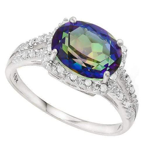 LOVELY ! 2 2/3 CARAT OCEAN MYSTIC GEMSTONE & 1/5 CARAT (22 PCS) DIAMOND 10KT SOL - Wholesalekings.com