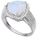 LOVELY 2.858 CARAT TW CREATED FIRE OPAL & GENUINE DIAMOND PLATINUM OVER 0.925 STERLING SILVER RING - Wholesalekings.com