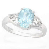 LOVELY ! 2 CARAT BABY SWISS BLUE TOPAZ & DIAMOND 925 STERLING SILVER RING - Wholesalekings.com