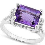 LOVELY 3.262 CARAT TW (3 PCS) AMETHYST & GENUINE DIAMOND PLATINUM OVER 0.925 STERLING SILVER RING - Wholesalekings.com