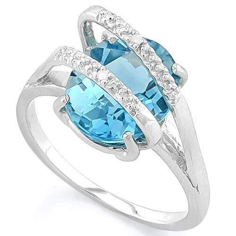 LOVELY !   4 4/5 CARAT BABY SWISS BLUE TOPAZ &   DIAMOND 925 STERLING SILVER RING - Wholesalekings.com