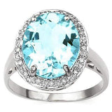 LOVELY ! 6 CARAT BABY SWISS BLUE TOPAZ & DIAMOND 925 STERLING SILVER RING - Wholesalekings.com