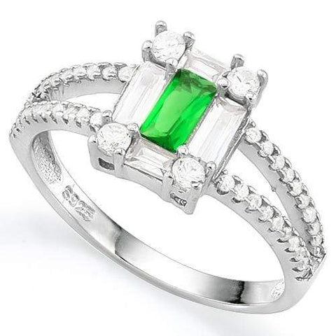LOVELY CREATED EMERALD 925 STERLING SILVER RING - Wholesalekings.com