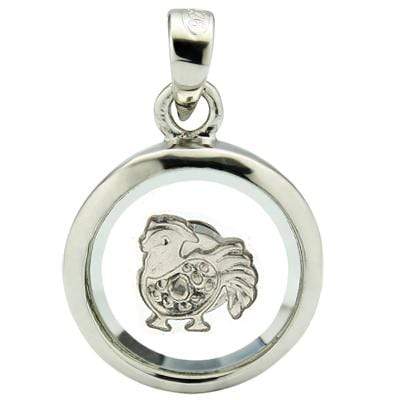 LOVELY WHITE GERMAN SILVER ROTATABLE PENDANT - CHINESE ZODIAC ROOSTER - Wholesalekings.com